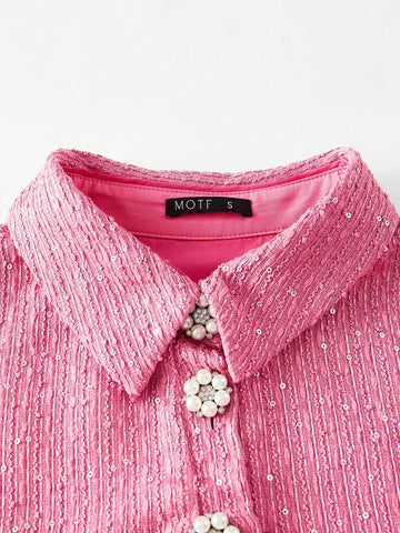 MOTF STUDIO TWEED FLAP DETAIL PLEATED HEM BUCKLE BELTED SHORT DRESS