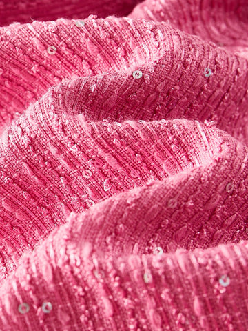 MOTF STUDIO TWEED FLAP DETAIL PLEATED HEM BUCKLE BELTED SHORT DRESS