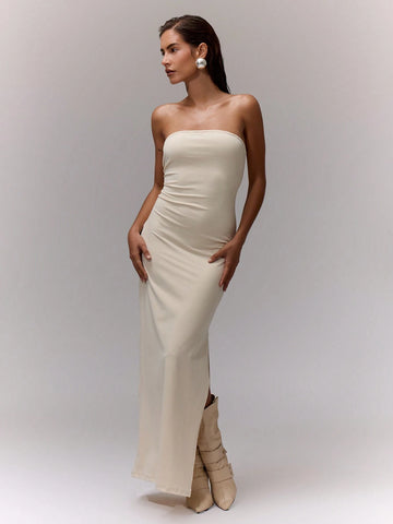 MUSERA Bandeau Side Split Dress
