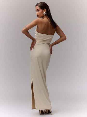 MUSERA Bandeau Side Split Dress