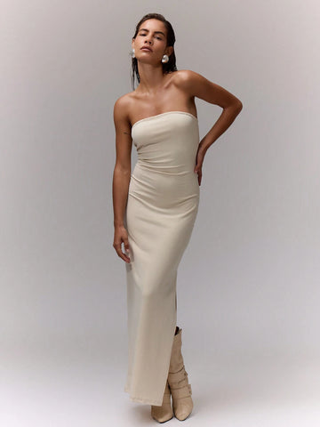 MUSERA Bandeau Side Split Dress