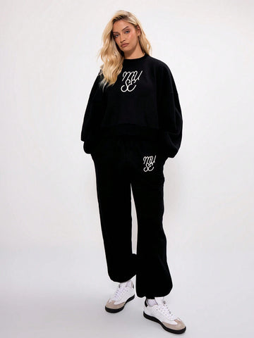MUSERA Cuffed Logo Embriodered Sweatpants