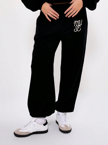 MUSERA Cuffed Logo Embriodered Sweatpants