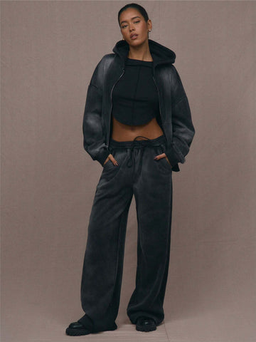 MUSERA Fall Distressed Washed Wide Leg Jogger