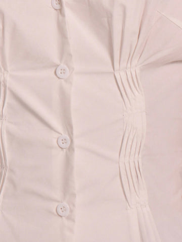 MUSERA Fitted Ruched Button Up Top