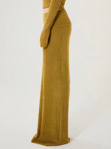 MUSERA Fluffy Rib Foldover Waist Maxi Skirt