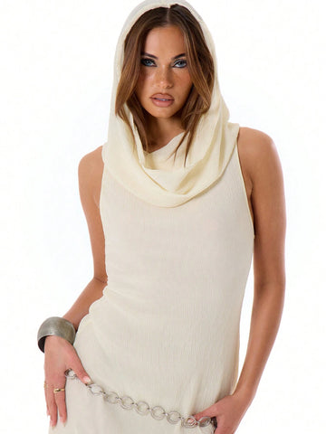 MUSERA Hooded Woven Crinkle Dress