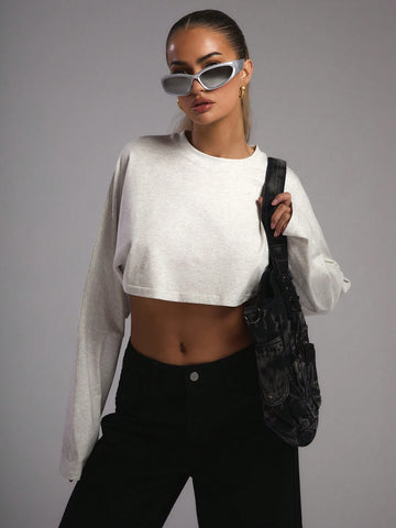 MUSERA Jersey Long Sleeve Crop Top