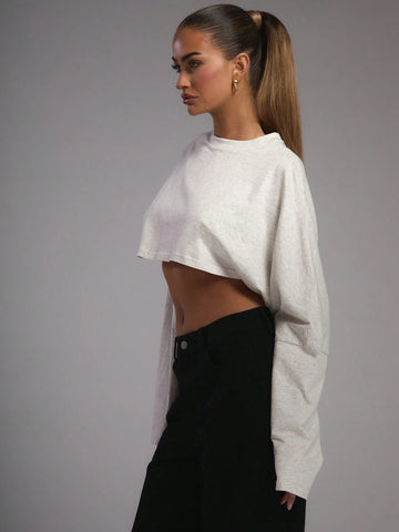 MUSERA Jersey Long Sleeve Crop Top