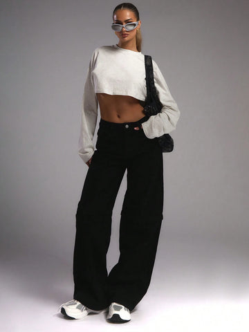 MUSERA Jersey Long Sleeve Crop Top