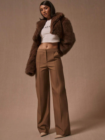 MUSERA Low Rise Straight Leg Tailored Trousers