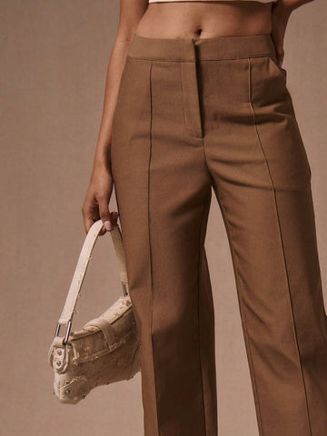 MUSERA Low Rise Straight Leg Tailored Trousers