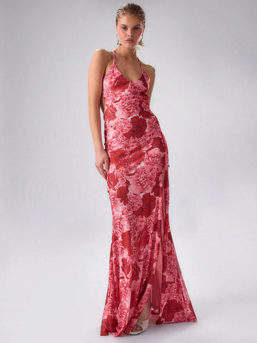 MUSERA Printed Floral Strappy Maxi Dress