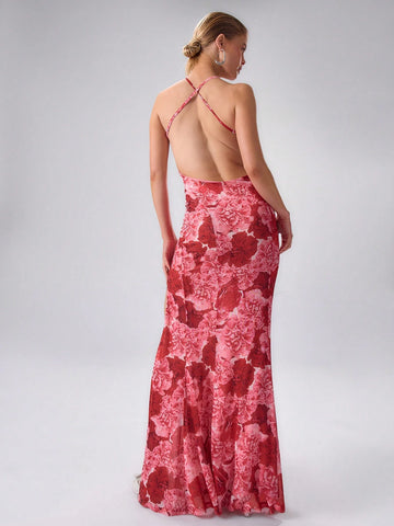 MUSERA Printed Floral Strappy Maxi Dress