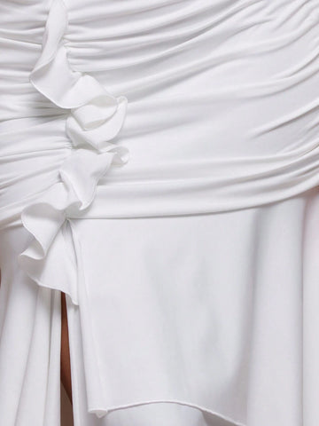 MUSERA Ruffle Ruched Tiered Midi Skirt