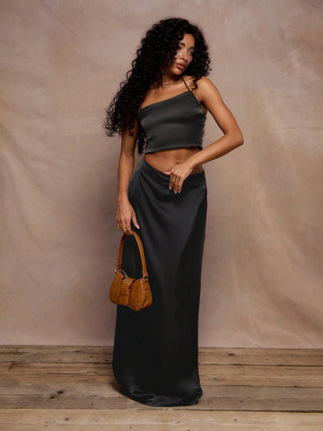 MUSERA Satin Stretch Maxi Skirt