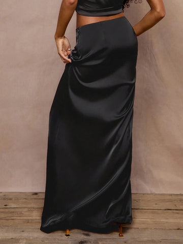 MUSERA Satin Stretch Maxi Skirt