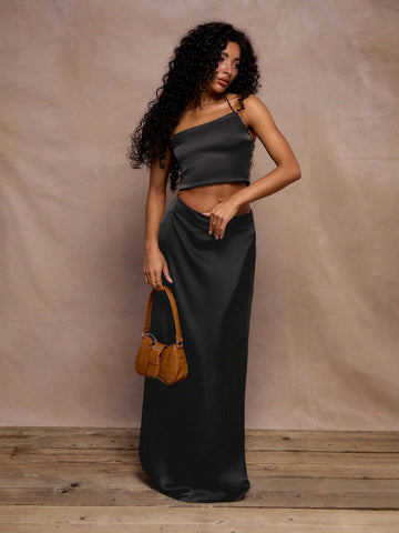 MUSERA Satin Stretch Maxi Skirt