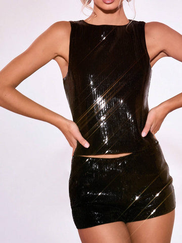 MUSERA Sequin Mini Shorts Christmas Party New Year Birthday