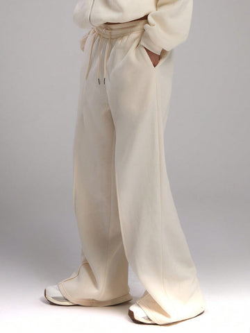 MUSERA Solid Colored Drawstring Waist Wide Leg Pants