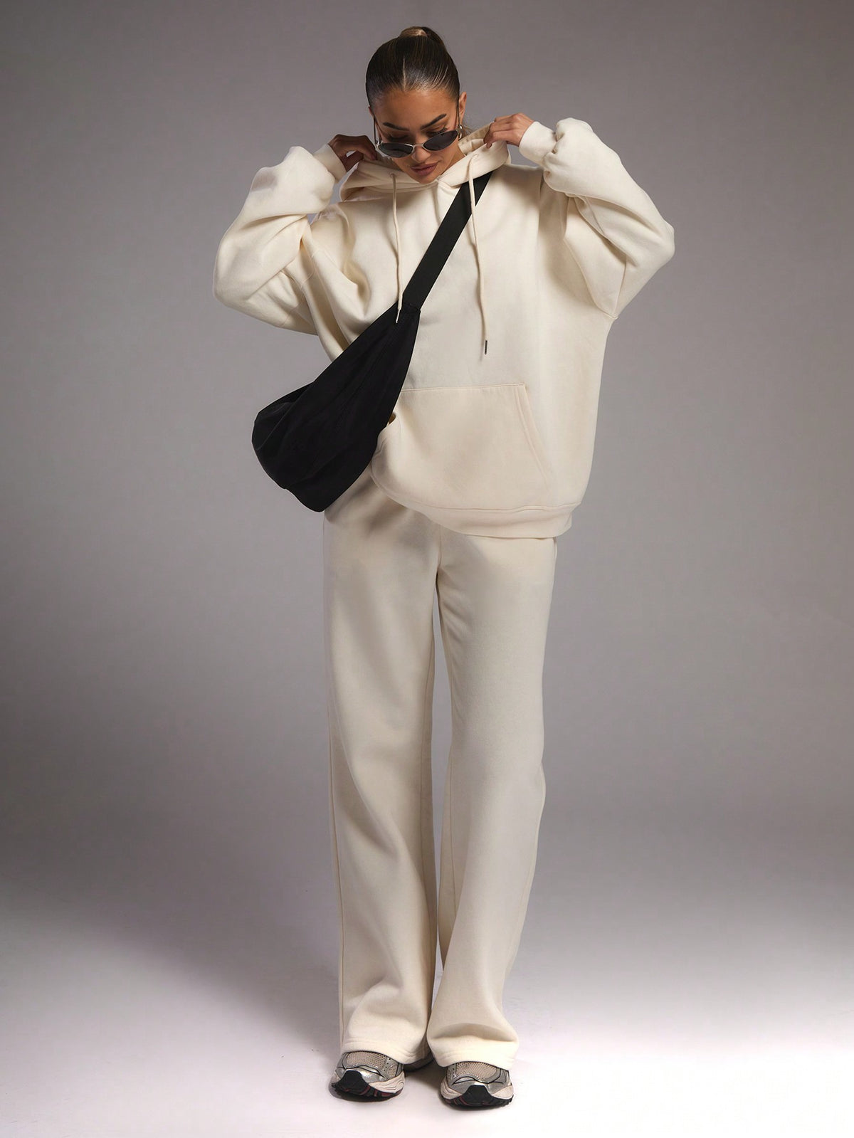 MUSERA Solid Colored Drawstring Waist Wide Leg Pants