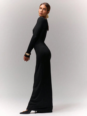 MUSERA Square Neck Long Sleeve Maxi Dress