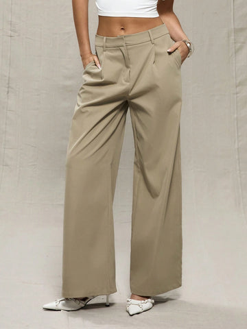 MUSERA Stone Straight Leg Tailored Trouser