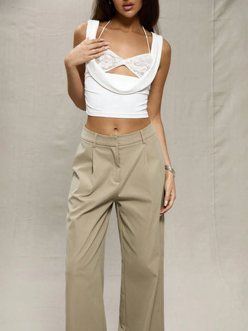 MUSERA Stone Straight Leg Tailored Trouser