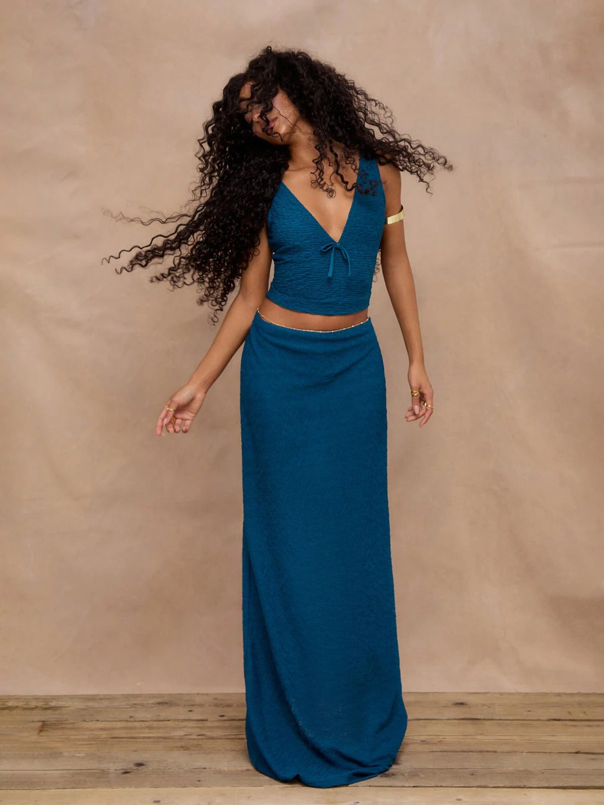 MUSERA Textured Low Rise Maxi Skirt