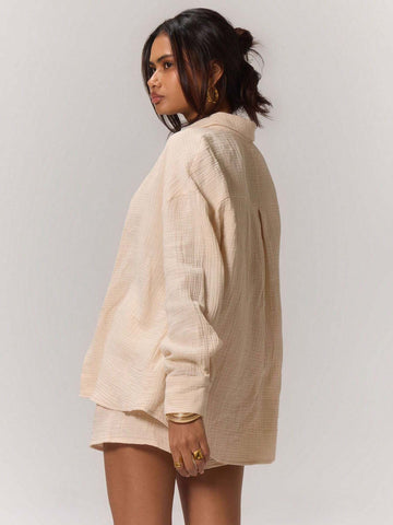 MUSERA Textured Woven Oversized Shirt