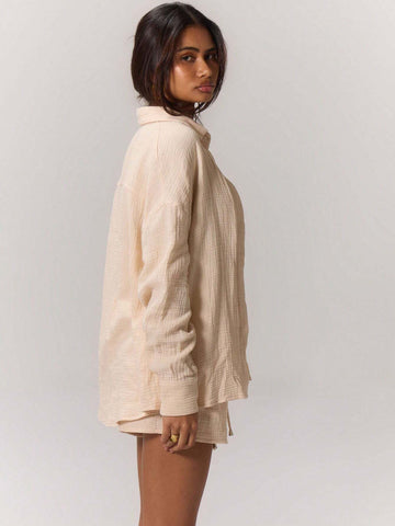 MUSERA Textured Woven Oversized Shirt