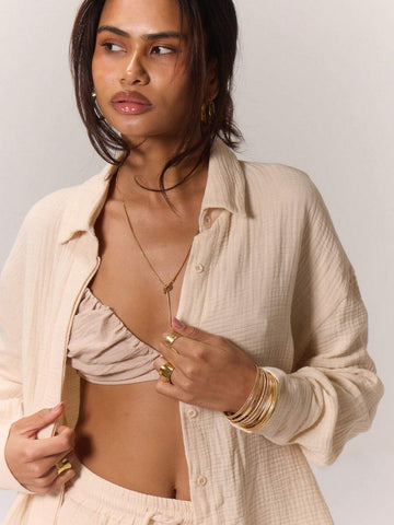 MUSERA Textured Woven Oversized Shirt