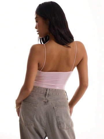 MUSERA Wet Look Bust Detail Bodysuit