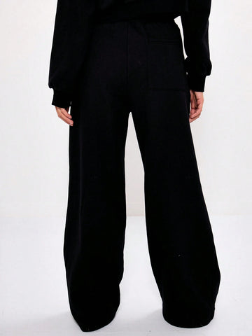 MUSERA Wide Leg Logo Embroidered Sweatpants