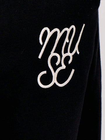 MUSERA Wide Leg Logo Embroidered Sweatpants