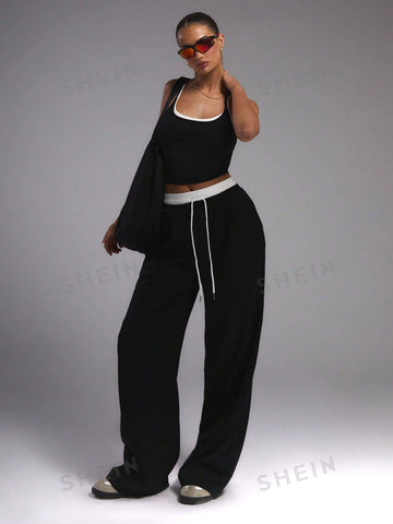 MUSERA Pintuck Detail Wide Leg Joggers