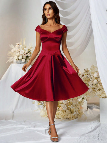 MUXXN A-line Retro Elegant Cocktail Party Swing Dress