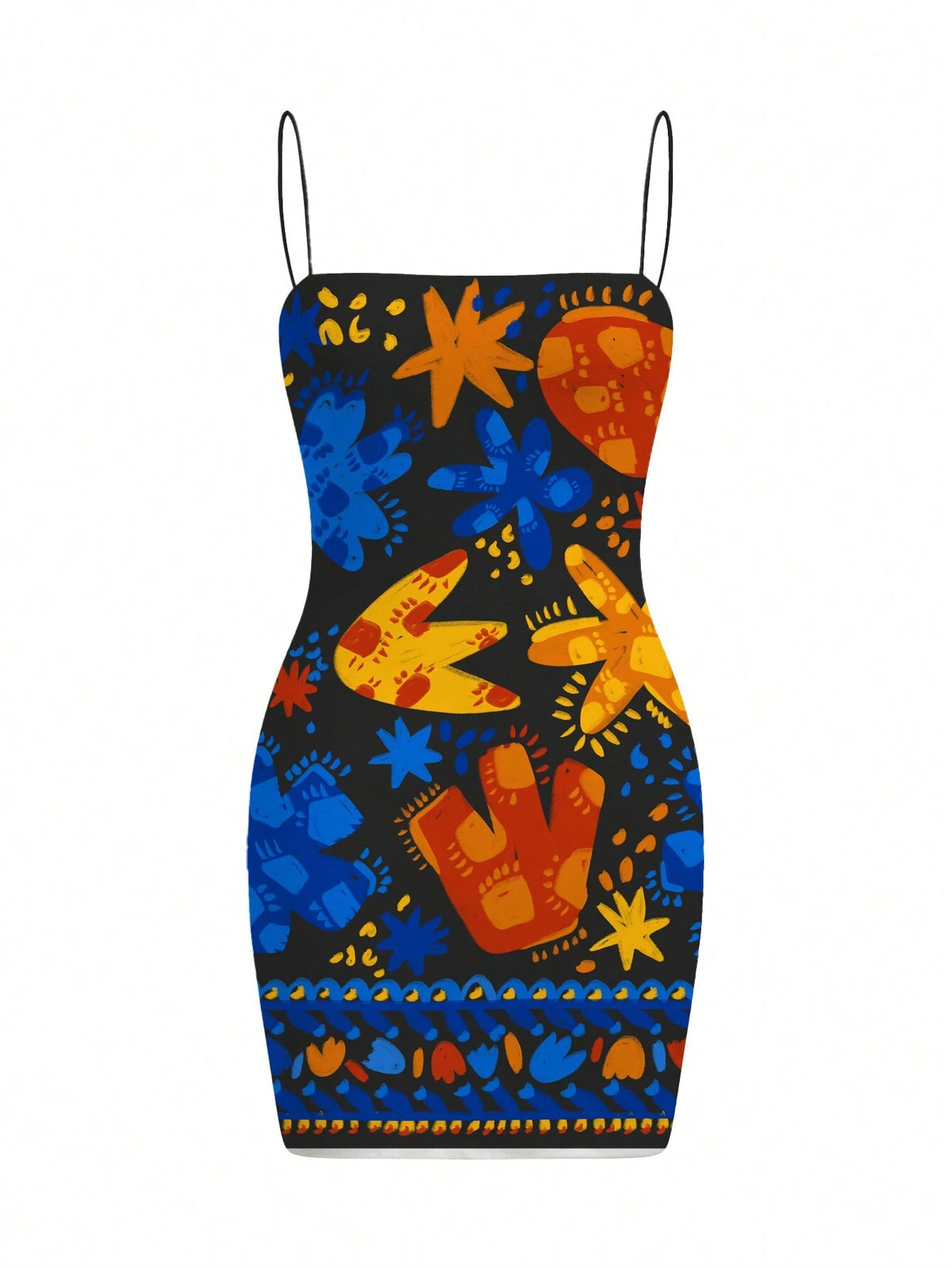Magic Garden Y2K Style Holiday Magic Garden Abstract Modern Art Print Bodycon Slip Dress For Women