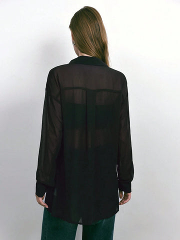 Maija 1pc Women's Stylish Urban Sequin Gray Blouse