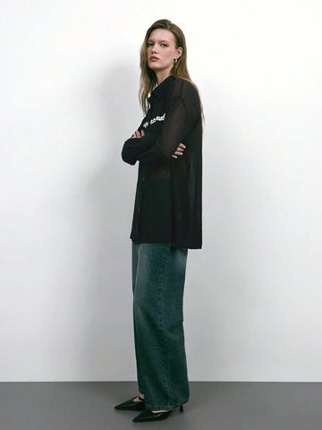 Maija 1pc Women's Stylish Urban Sequin Gray Blouse