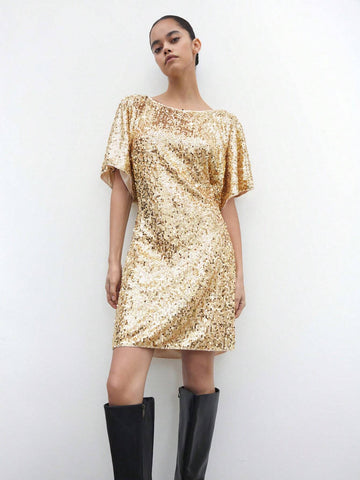 Maija Autumn/Winter New Urban Chic Holiday Party Dress, Short Sequin Backless Gown For Christmas And New Year