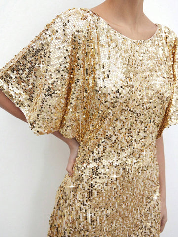 Maija Autumn/Winter New Urban Chic Holiday Party Dress, Short Sequin Backless Gown For Christmas And New Year