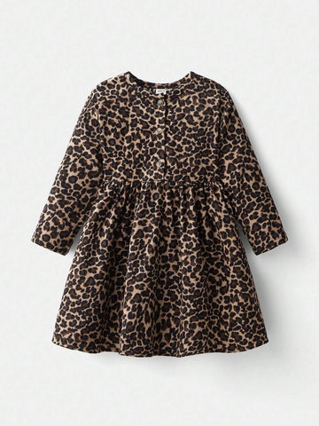 Maija Loose Casual Leopard Print Mini Dress For Young Girls