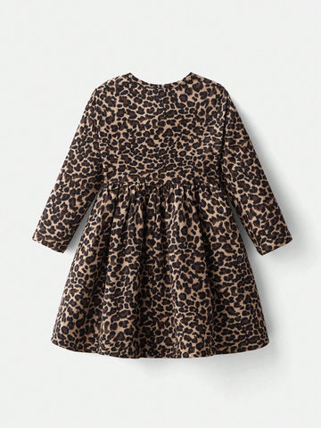 Maija Loose Casual Leopard Print Mini Dress For Young Girls
