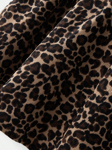 Maija Loose Casual Leopard Print Mini Dress For Young Girls