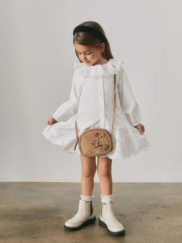 Maija Loose Casual Peter Pan Collar Long Sleeve Dress For Young Girls