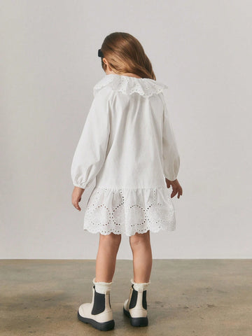 Maija Loose Casual Peter Pan Collar Long Sleeve Dress For Young Girls