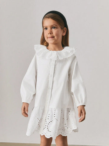 Maija Loose Casual Peter Pan Collar Long Sleeve Dress For Young Girls