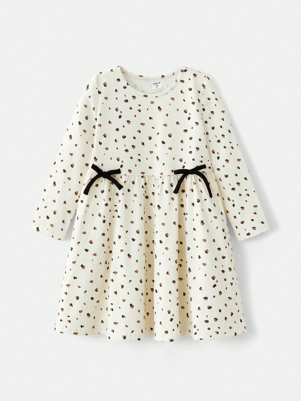 Maija Loose Casual Round Neck Butterfly Decor Print Young Girl Dress