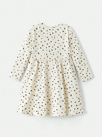 Maija Loose Casual Round Neck Butterfly Decor Print Young Girl Dress